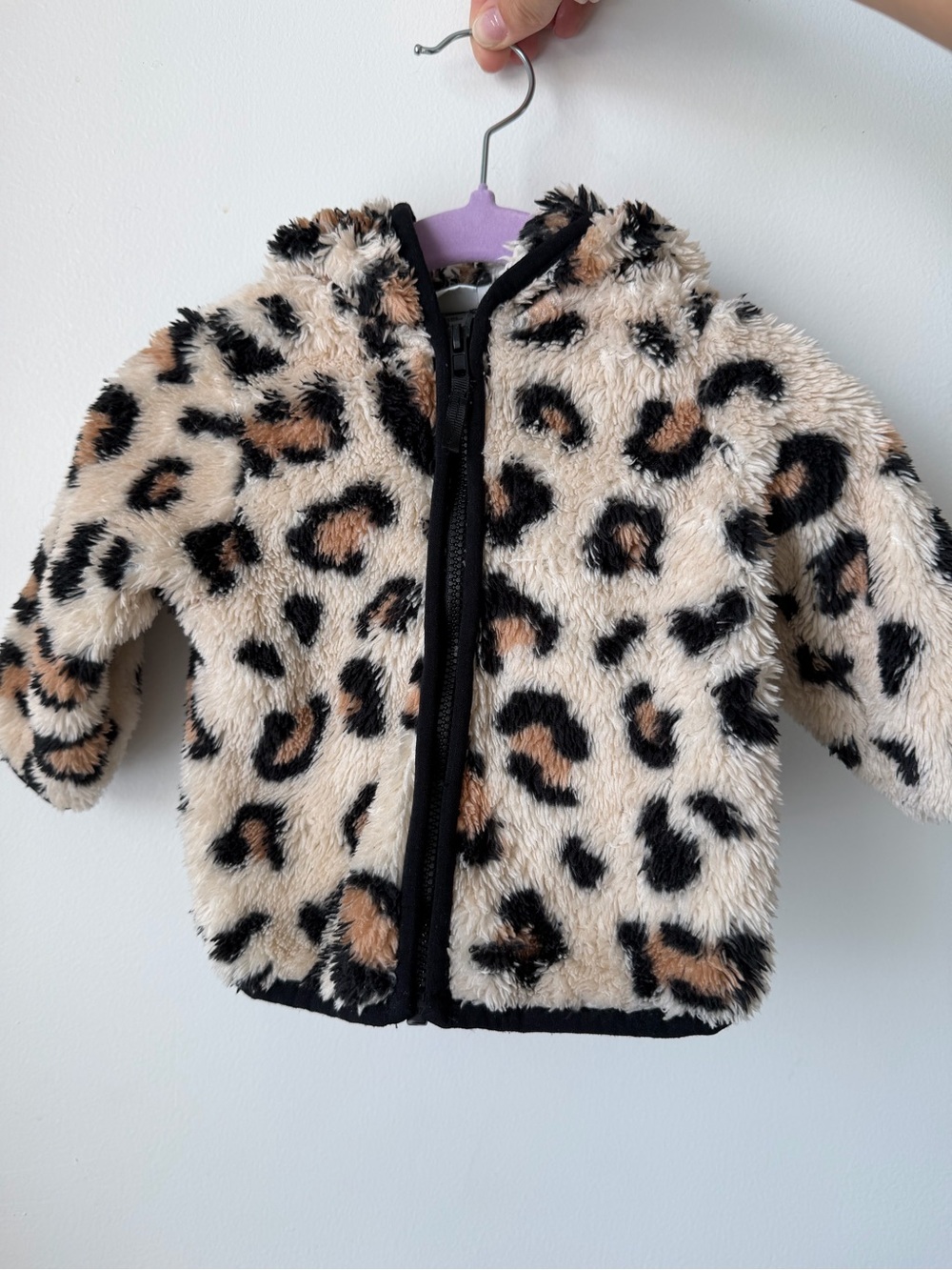 Toddler Leopard Print Faux-Fur Hooded Jacket - Beige/Black